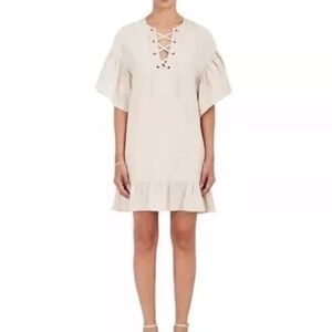 Ulla Johnson Marianne Ruffled Flare Frilly Sleeve Twill Lace Up Dress size 4 EUC